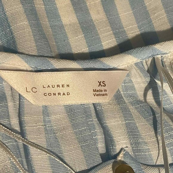 LC LAUREN CONRAD WOMEN'S BLUE/WHITE STRIPED LONG SLEEVE SIZE XS RAYON BLEND - Picture 5 of 7